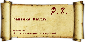 Paszeka Kevin névjegykártya